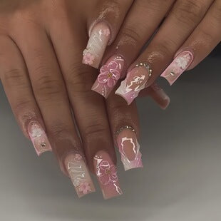 Creative 3D Bow and Pearl Nail Extensions Kalsten