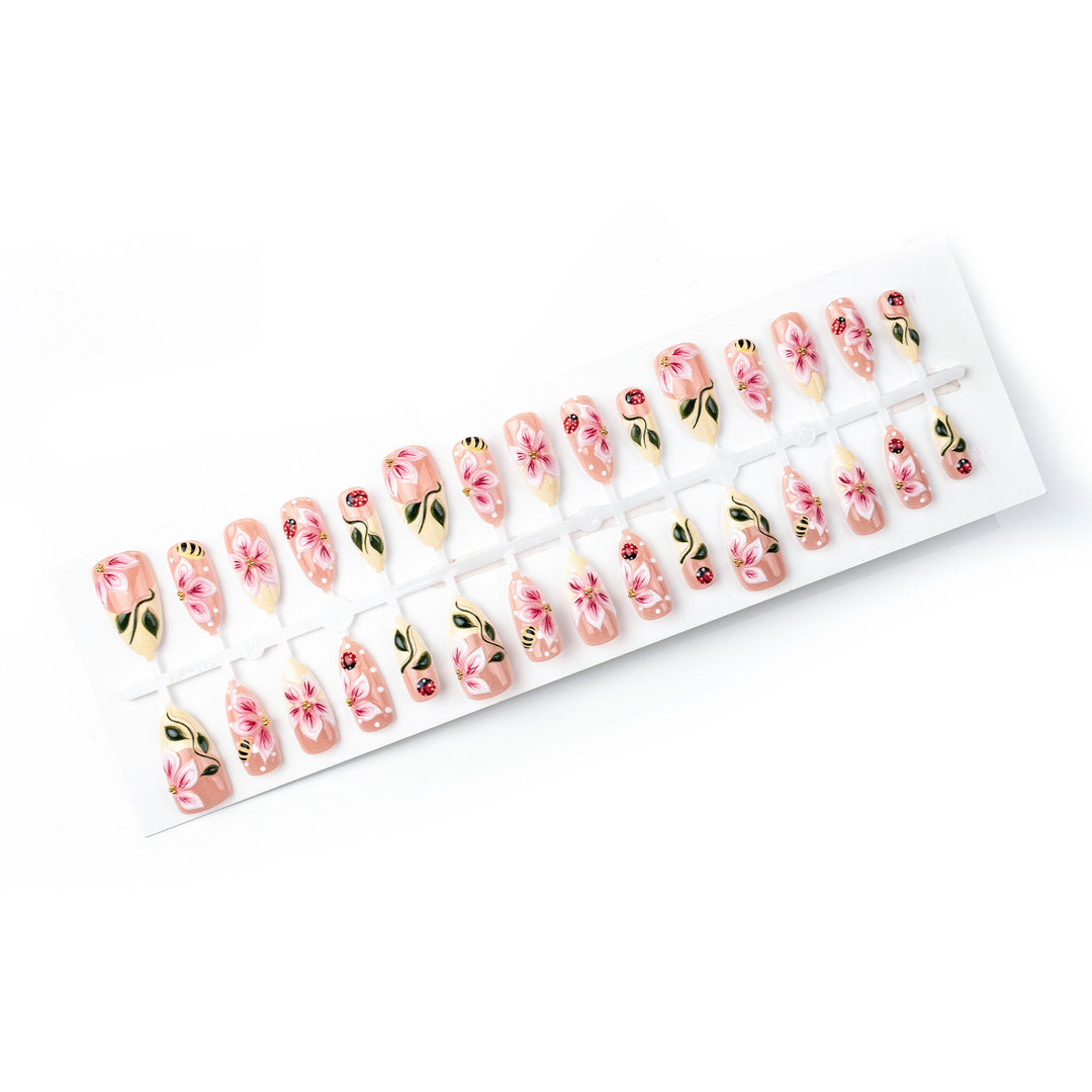 Artful Nail Extensions with Floral Designs Kalsten