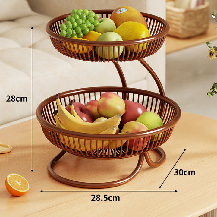 Tiered Metal Wire Fruit Bowl Stand Tabletop Organizer