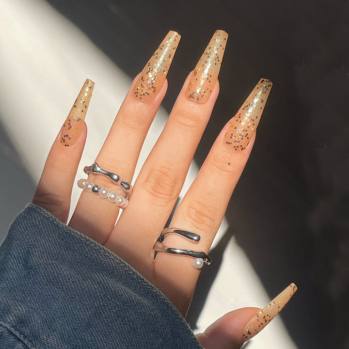 Glittering Long Stiletto Nail Extensions Kalsten