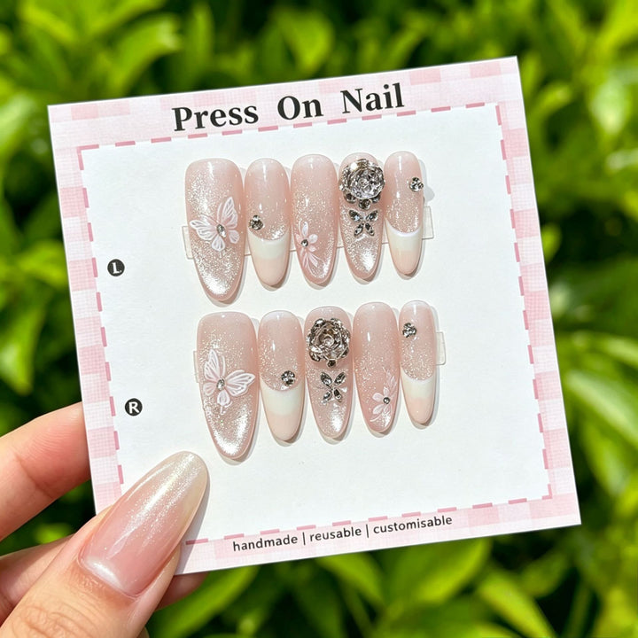 Artistic Floral Press-On Nail Set  1791773803