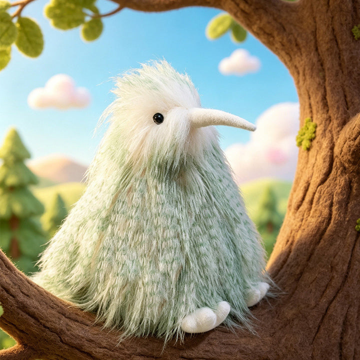 Long-Haired Faux-Fur Decorative Bird Plush Figurine with Soft Beak & Stable Base Kalsten