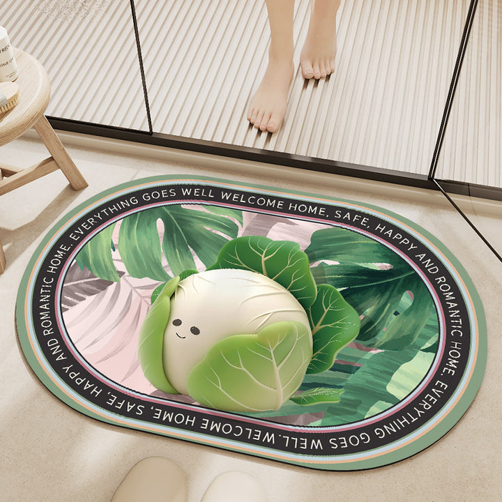 Whimsical Cabbage-Themed Welcome Mat Kalsten