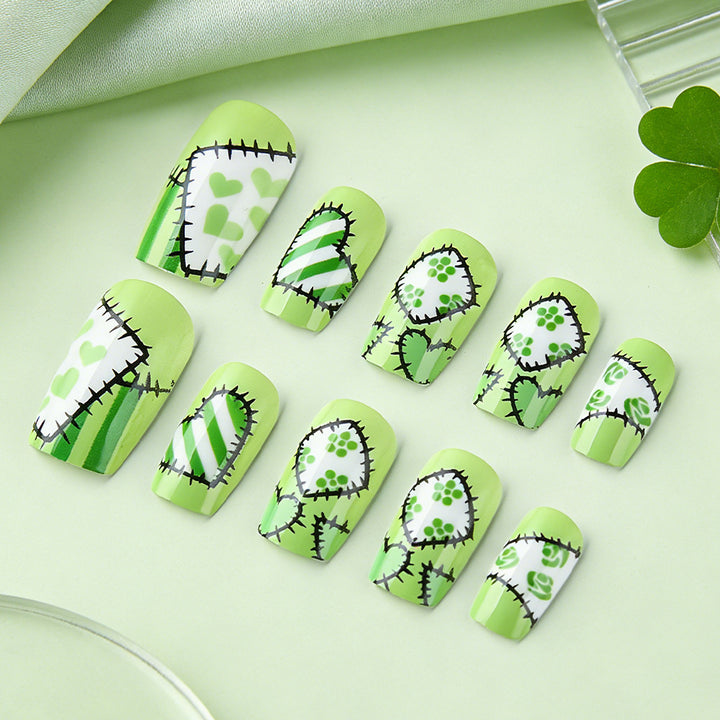 Artistic Patchwork Press-On Nail Design Kalsten
