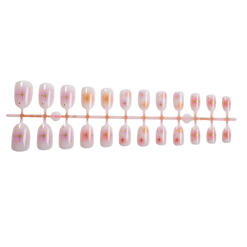 Artistic Press-On Nail Set with Vibrant Star Designs kalsten