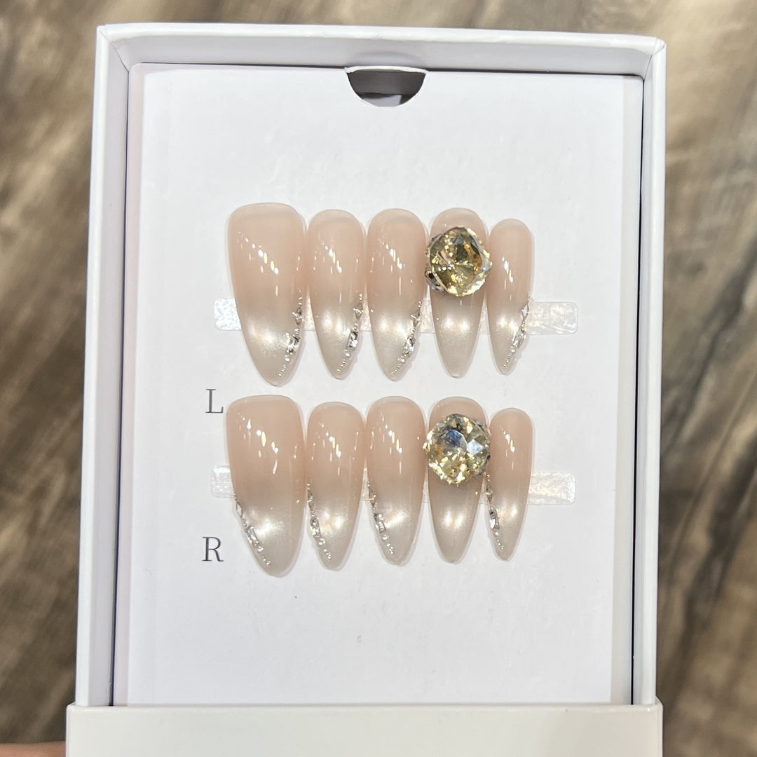 Elegant Stiletto Nail Art Set with Crystal Embellishments Kalsten