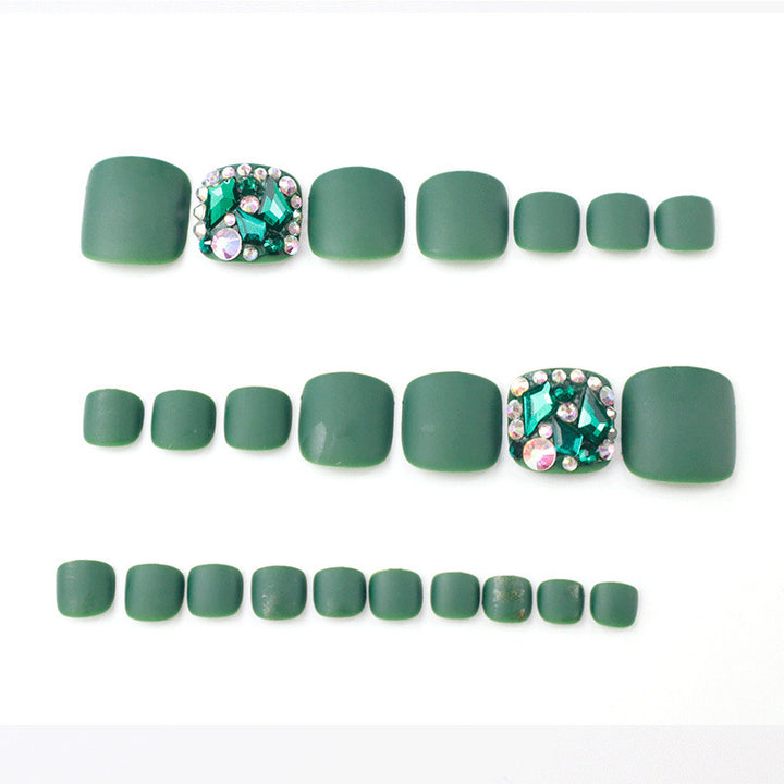 Glamorous Decorative Press-On Toenails with Rhinestone Accents