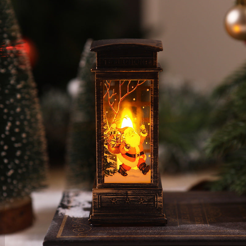 Nostalgic LED Christmas lantern with movable Santa motif Kalsten