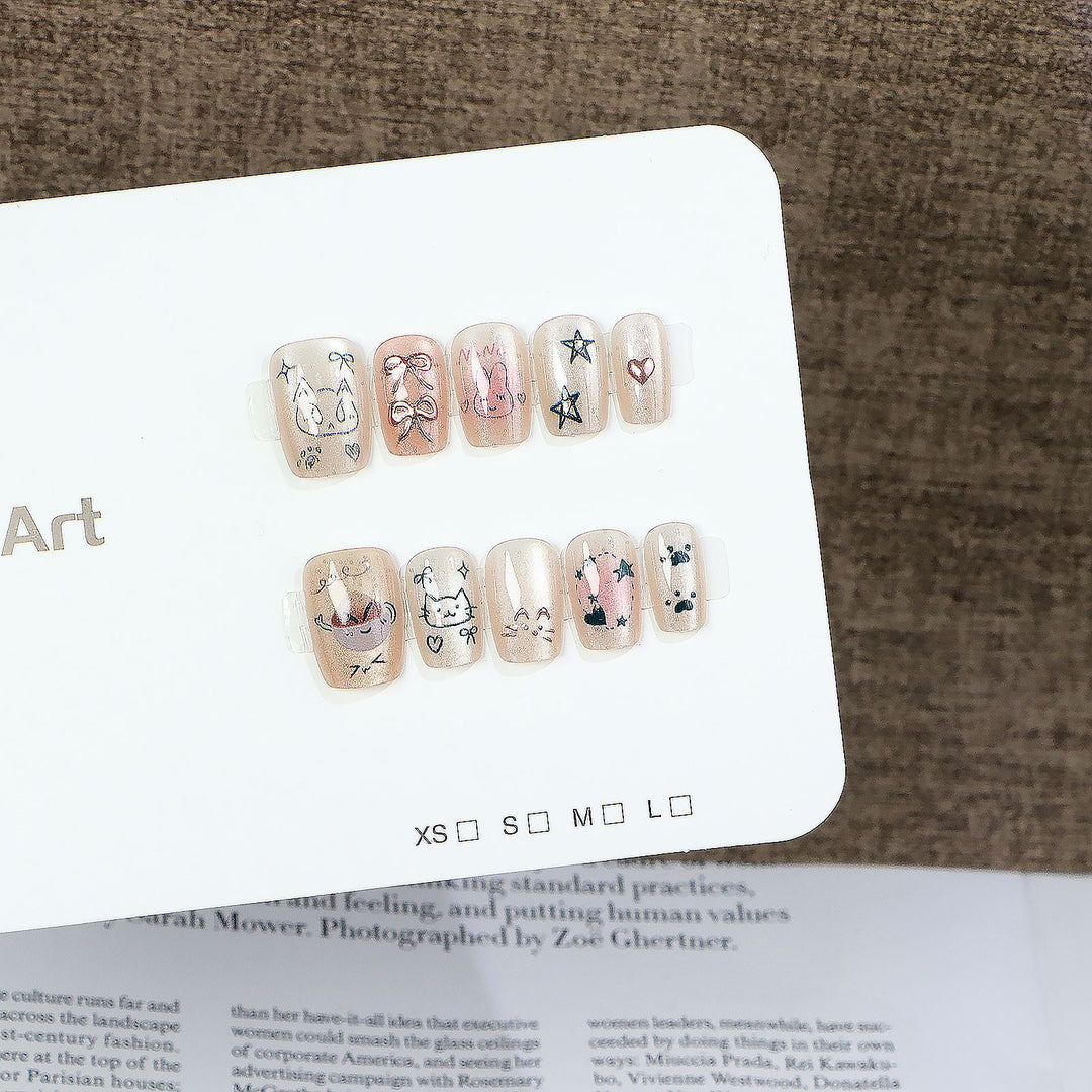 Whimsical Character Press-On Nail Art Kalsten