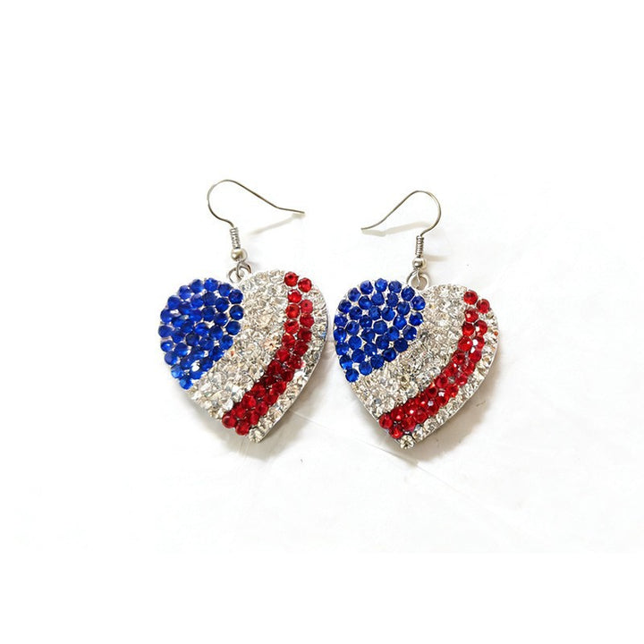 Women's nan patriotic rhinestone stars and stripes teardrop dangle earrings with fishhook Kalsten