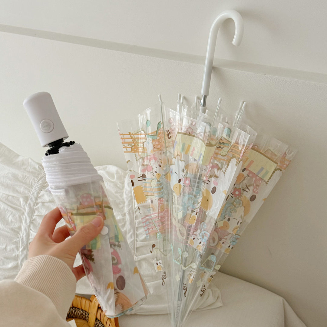Women's Transparent Folding Umbrella with Playful Animal Design Kalsten