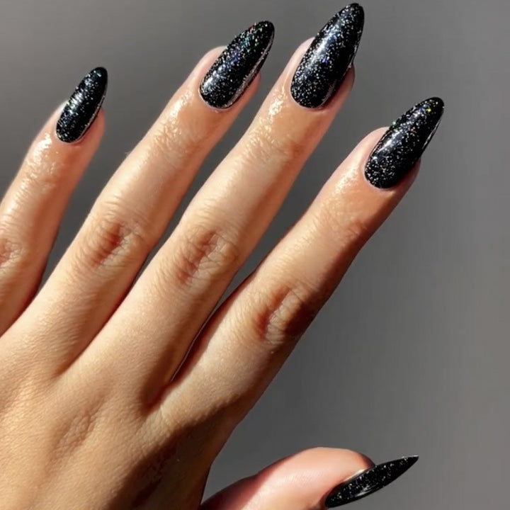 Glamorous Stiletto Press-On Nails with Glitter Finish Kalsten