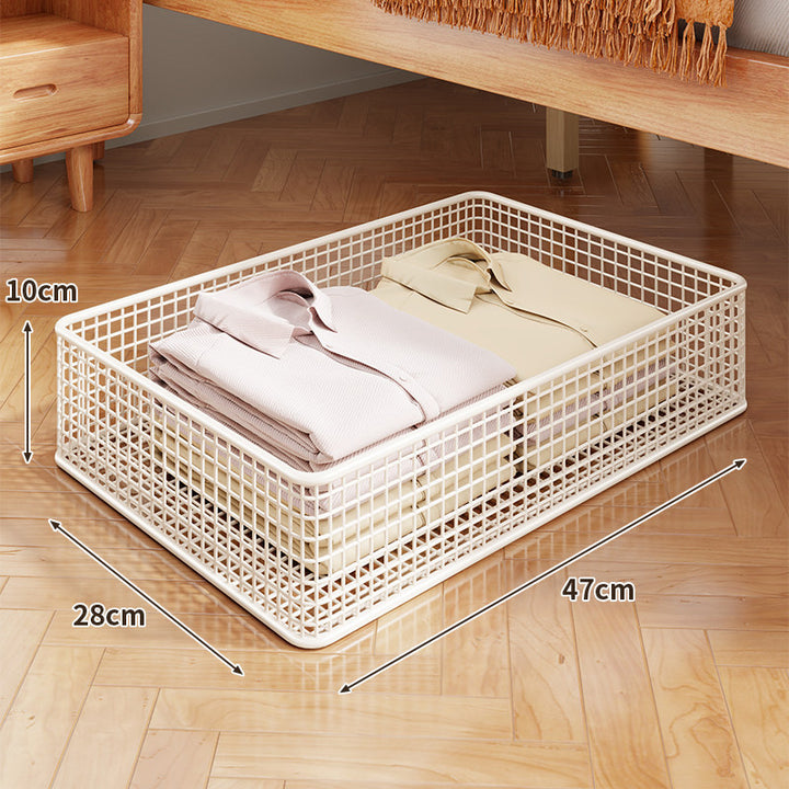 Underbed Low-Profile Metal Mesh Storage Drawer on Casters