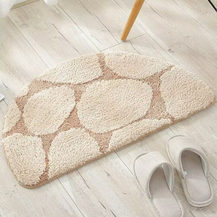 Plush Geometric Half-Circle Bath Mat