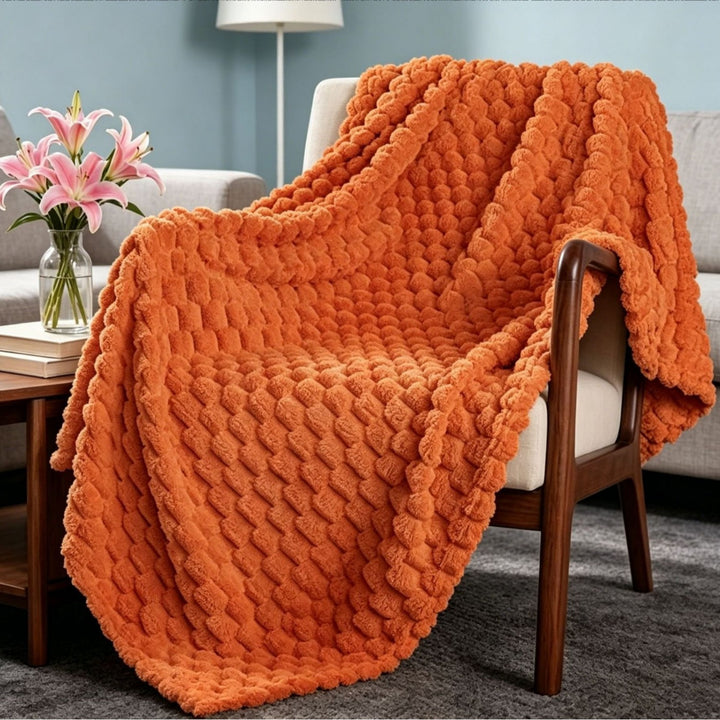 Premium Textured Plush Throw Blanket