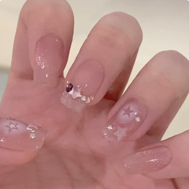 Elegant Artificial Nails with Sparkling Glitter Kalsten