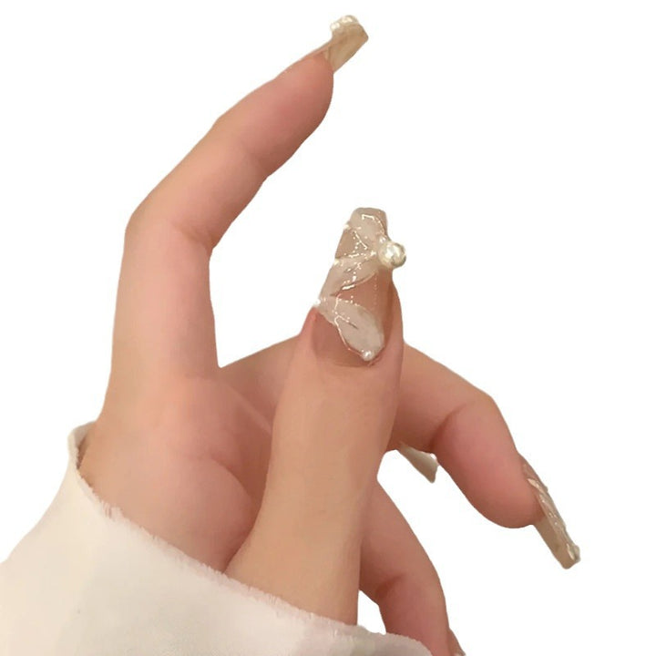Artificial nails with pearl design and elegant decoration Kalsten