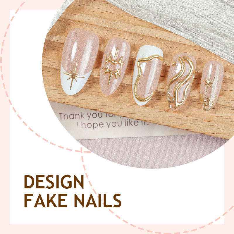 Artificial nail set with luxurious gold accents Kalsten