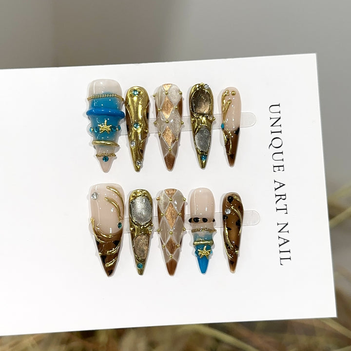 Artistic Long-Stiletto Press-On Nail Set