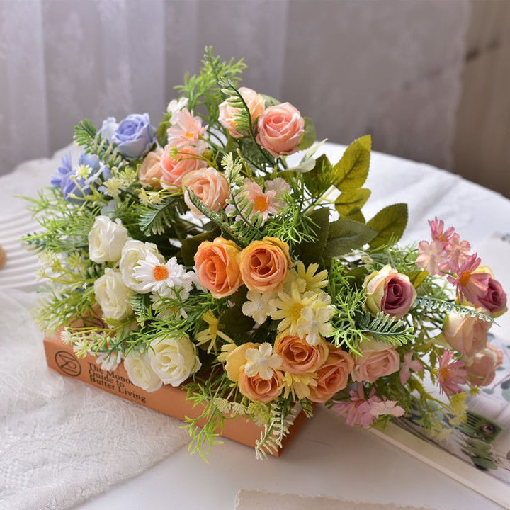 Lifelike Artificial Floral Bouquet with Fern Accents