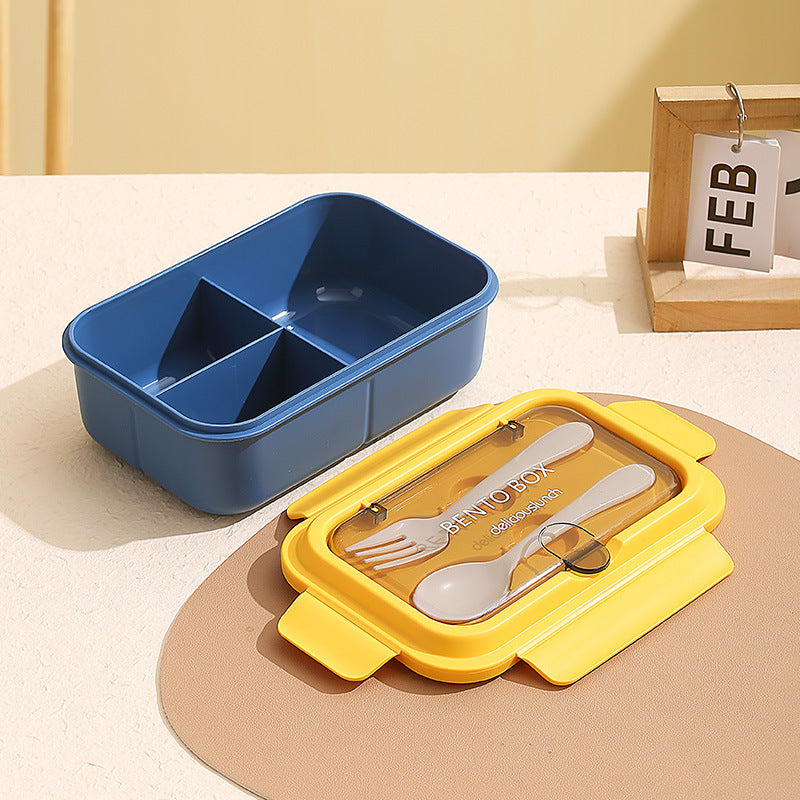 Multi-Compartment Bento Lunch Box with Integrated Utensils