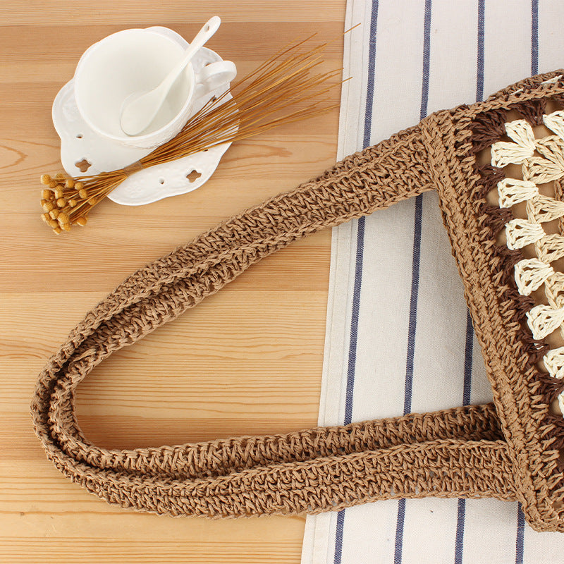 Macrame Tote Bag with Geometric Pattern Kalsten