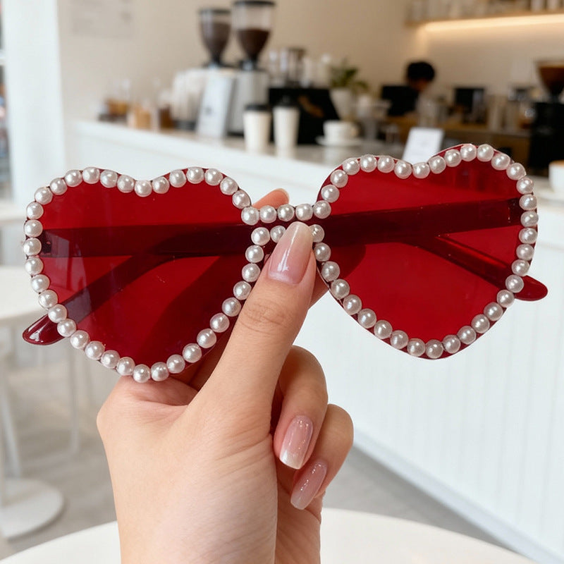 Heart-Shaped Pearl-Accent Sunglasses Kalsten