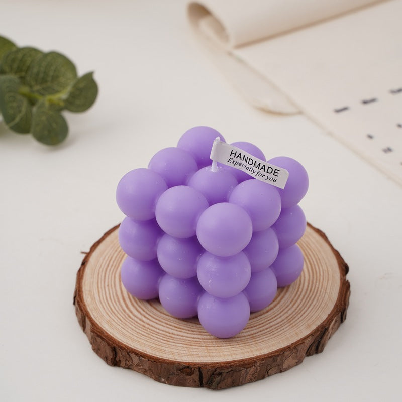 Handcrafted Sphere-Cluster Cube Soy Wax Candle Centerpiece