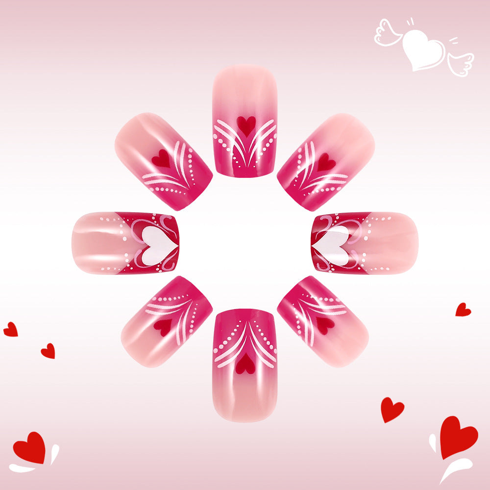 Heart-Embellished Press-On Nail Art Kalsten
