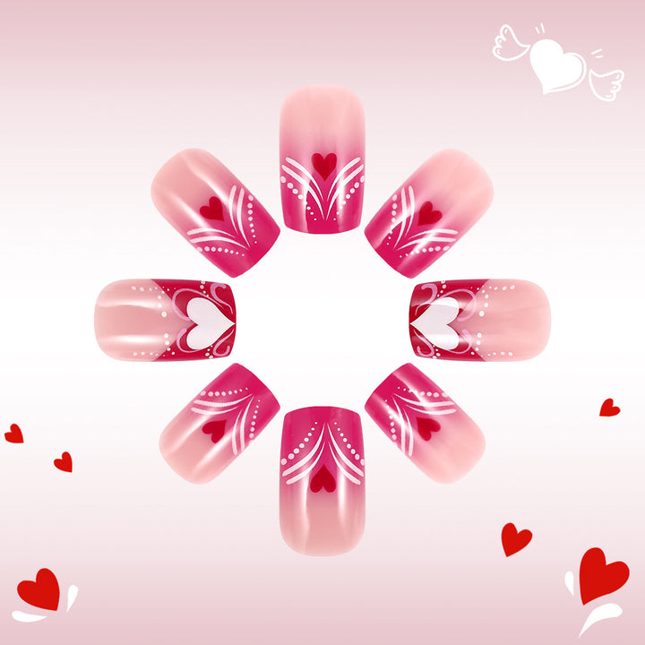 Heart-Embellished Press-On Nail Art Kalsten