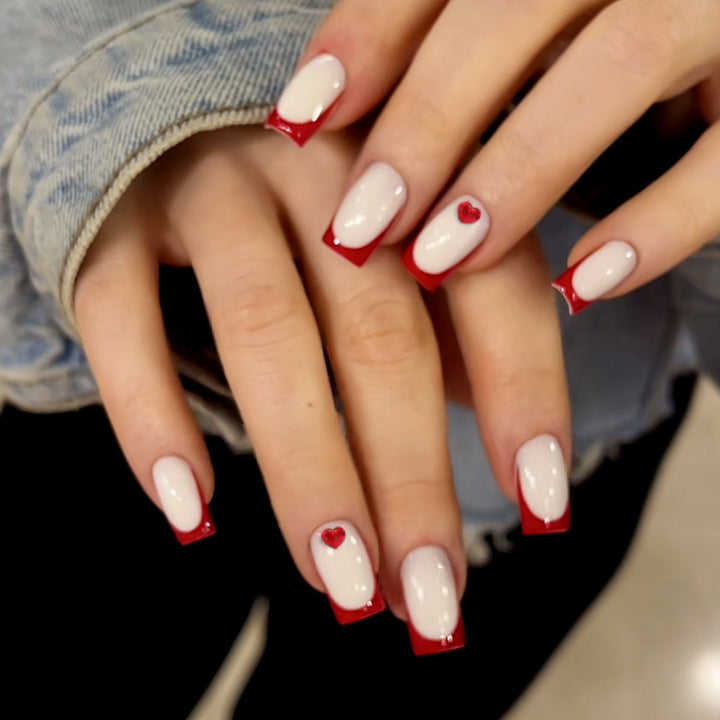 Heart-Accent Acrylic Nail Art Extensions Kalsten
