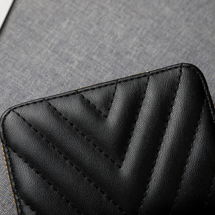 Compact Zippered Wallet with Card Organizer