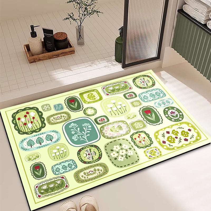 Vibrant Floral Pattern Bath Mat