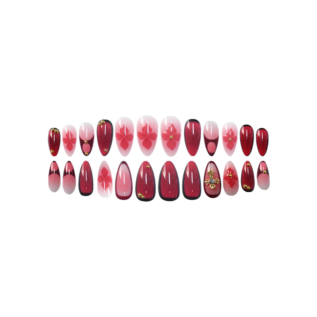 Premium Artistic Floral Stiletto Press-On Nails Kalsten