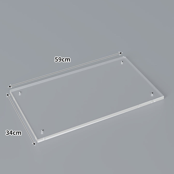 Large Wall-Mounted Clear Acrylic Floating Display Shelf Panel with Pre-Drilled Standoffs