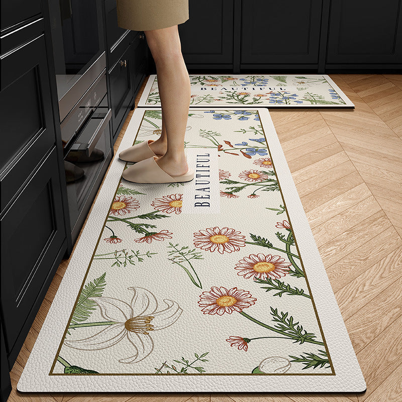 Floral Design Anti-Fatigue Kitchen Mat