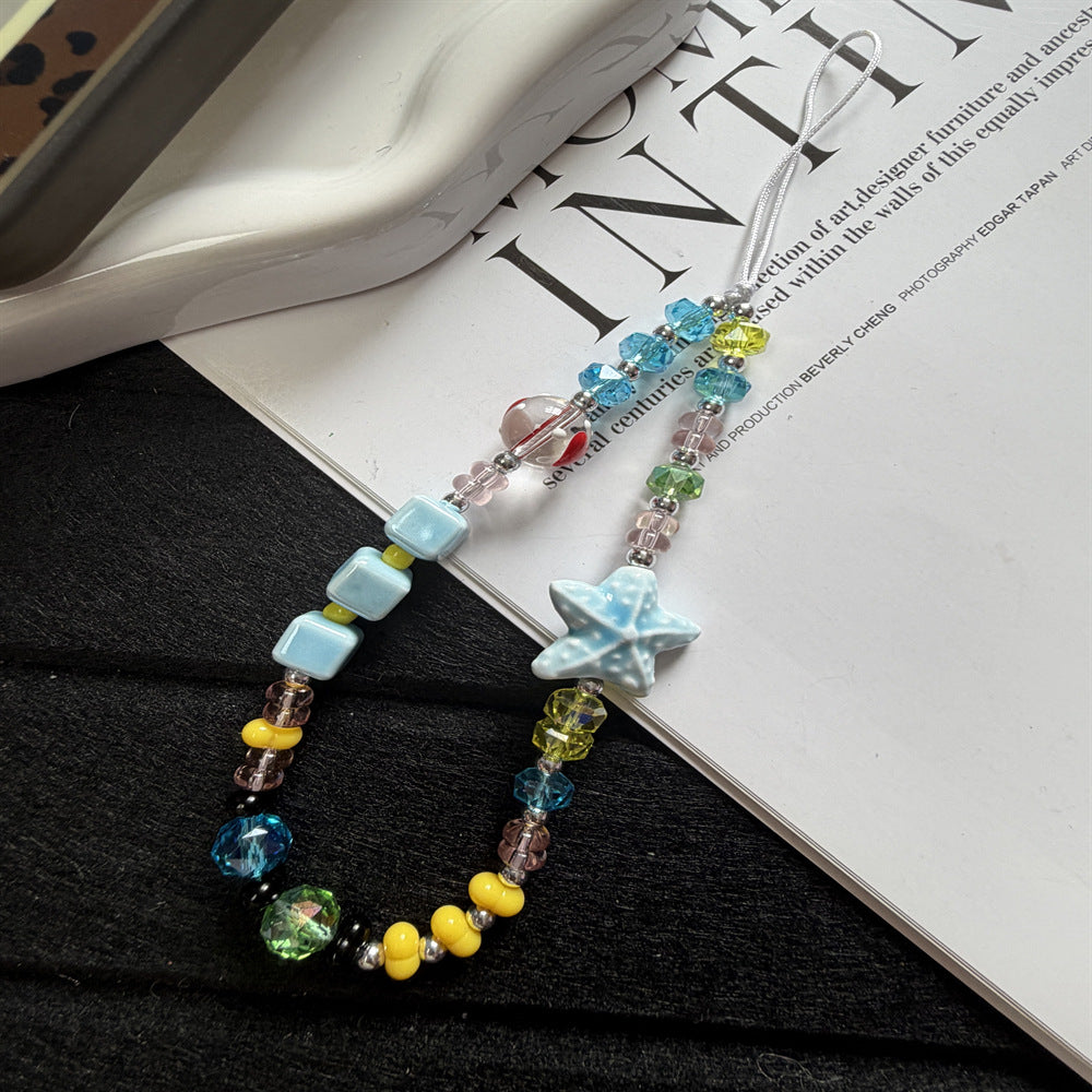 Flower-Themed Beaded Phone Lanyard Kalsten