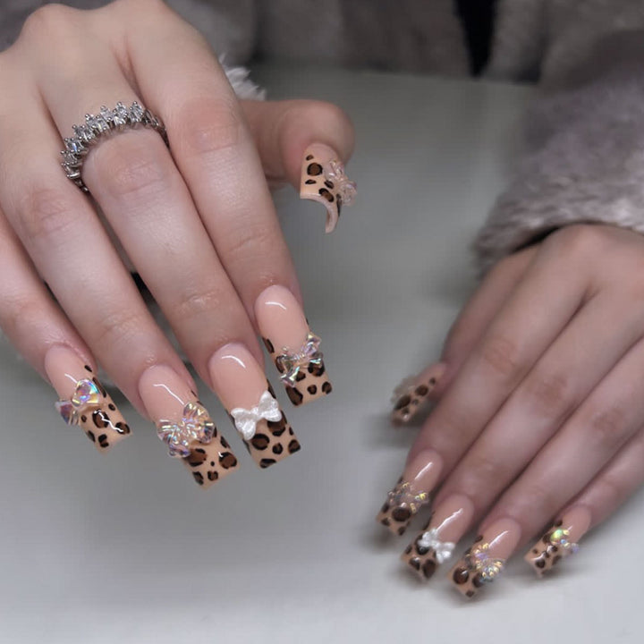 Decorative Leopard Print Acrylic Nail Art Extensions Kalsten