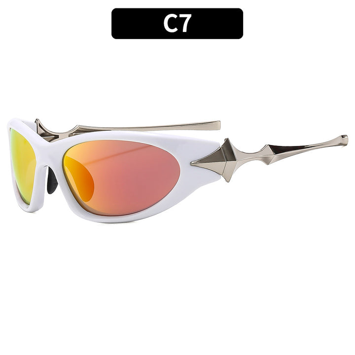 Futuristic Shield Sunglasses with Metallic Accents