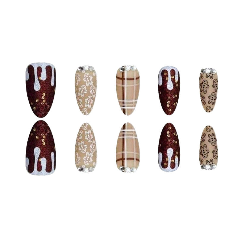 Festive Gingerbread Themed Press-On Nails Kalsten