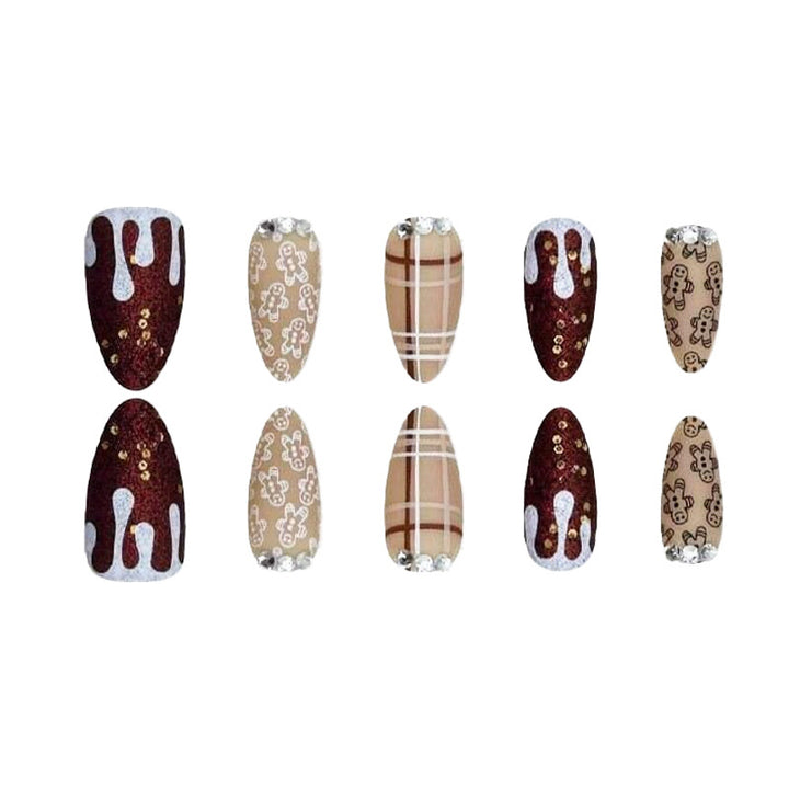 Festive Gingerbread Themed Press-On Nails Kalsten