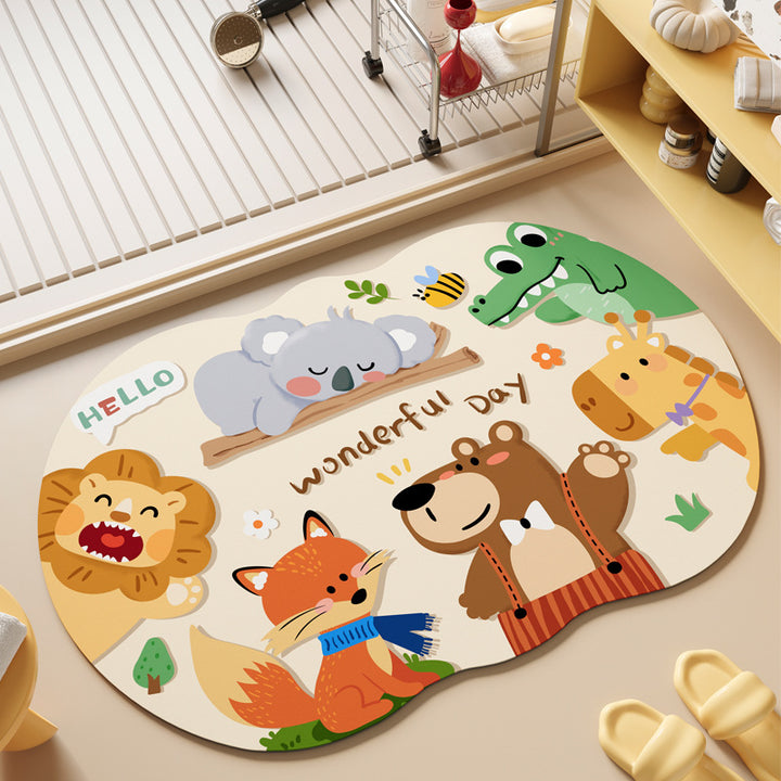 Playful Cartoon Animal Area Mat Kalsten