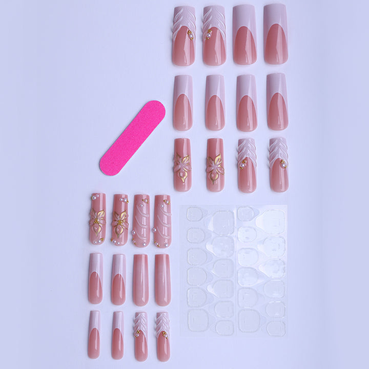 Artificial nails with handcrafted floral accents Kalsten