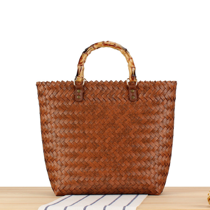 Handbag Made of High-Quality Woven Material with Bamboo Handles Kalsten