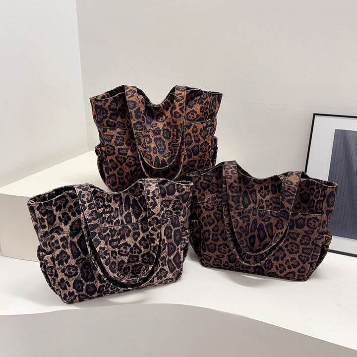 Spacious Leopard Print Shopping Tote