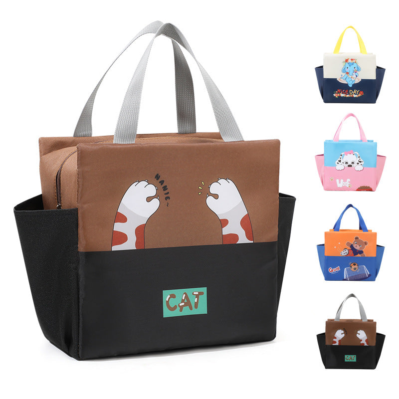 Cute Cartoon Cat-Themed Insulated Lunch Bag