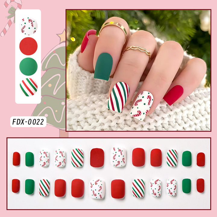Festive Candy Cane Themed Press-On Nail Set Kalsten