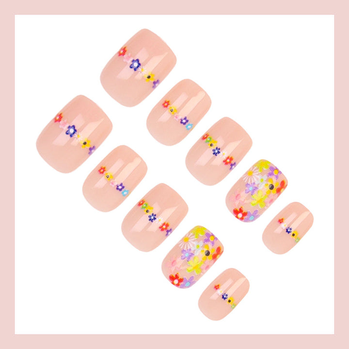 Artificial nail set with floral designs and high-quality embellishments Kalsten