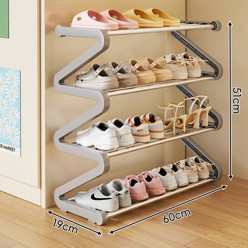 Compact Zigzag Multi-Tier Vertical Shoe Storage Rack