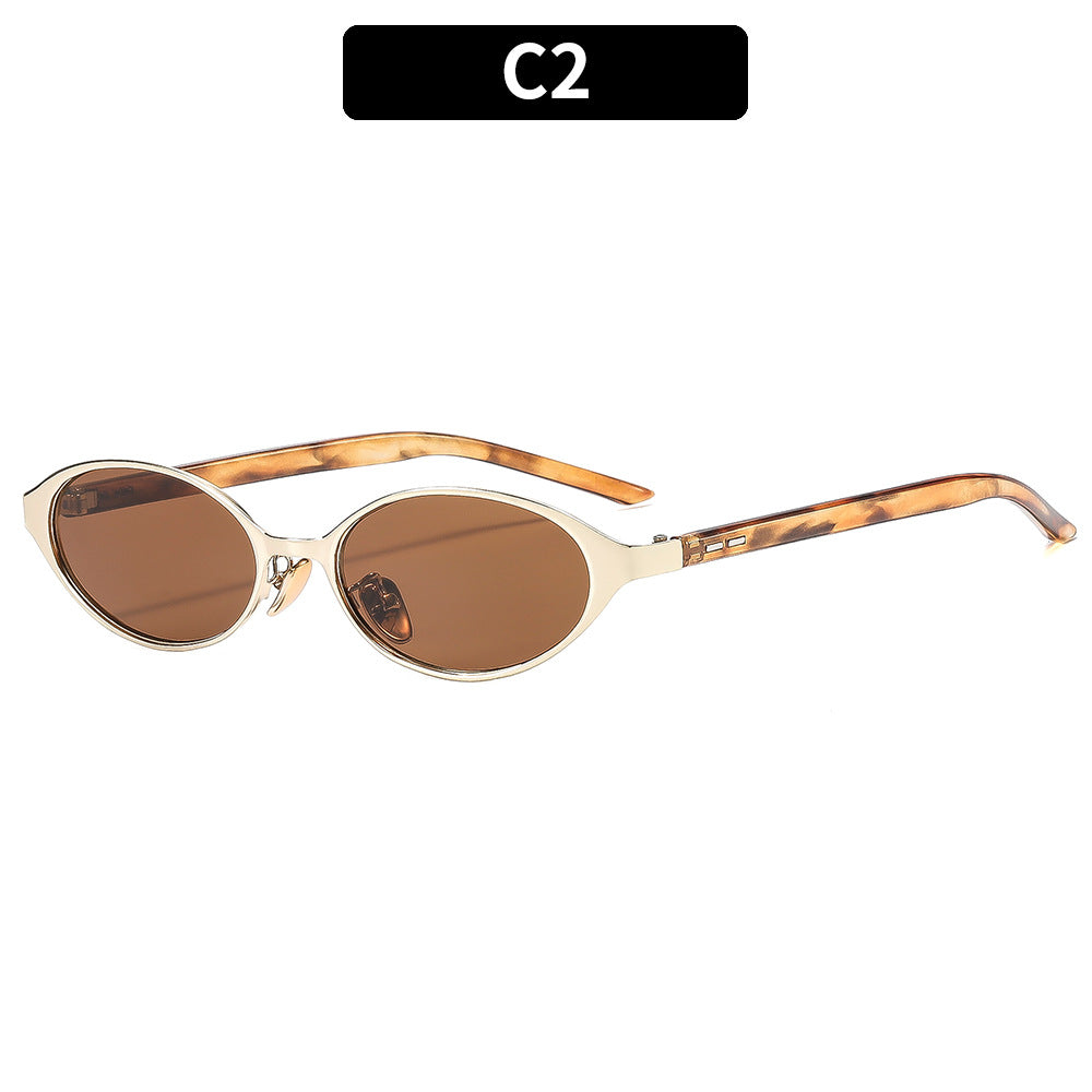 Chic Slim Oval Frame Sunglasses